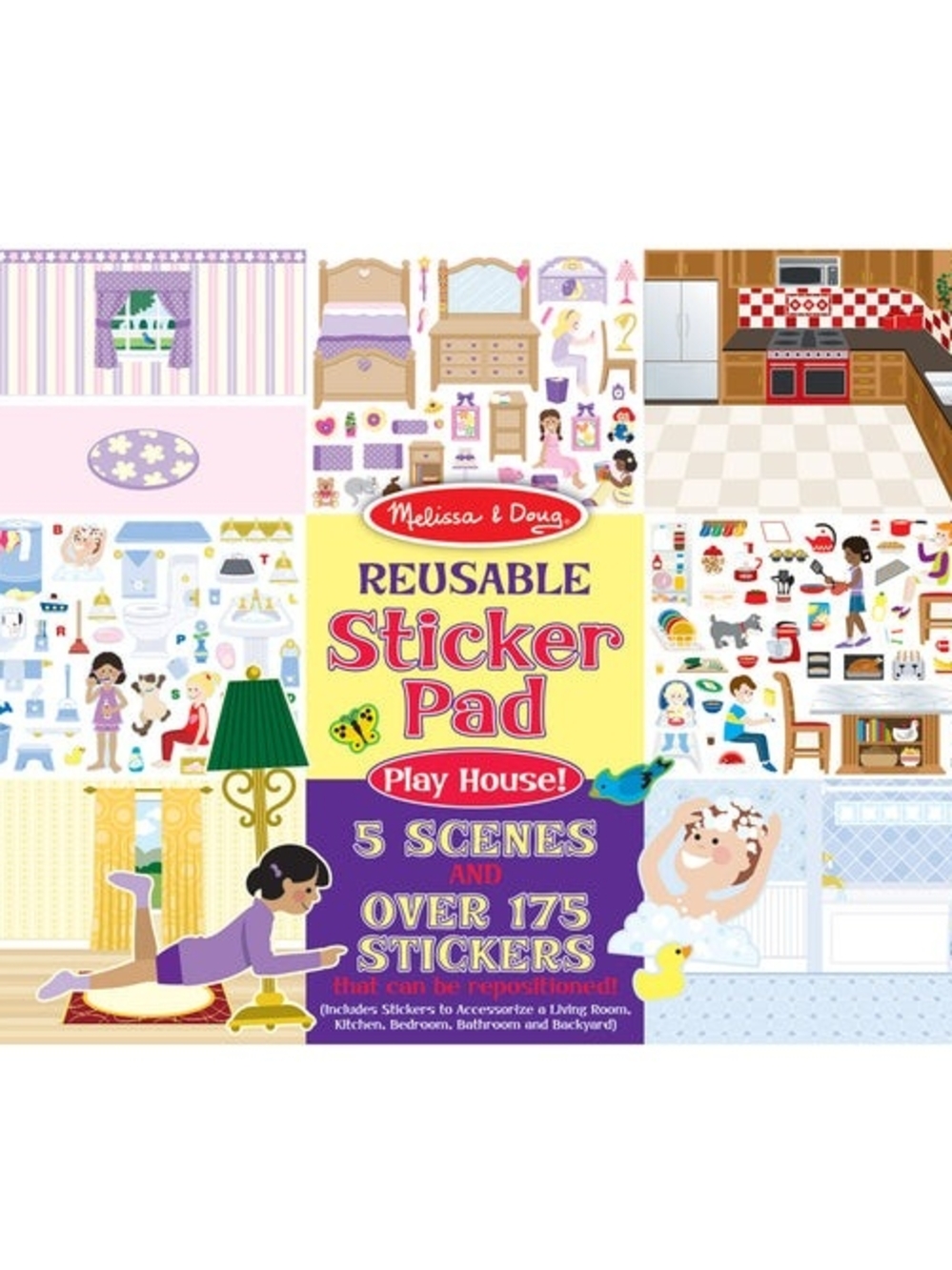 Melissa & Doug Reusable Sticker Pad Play House – Pastel Multi-Color